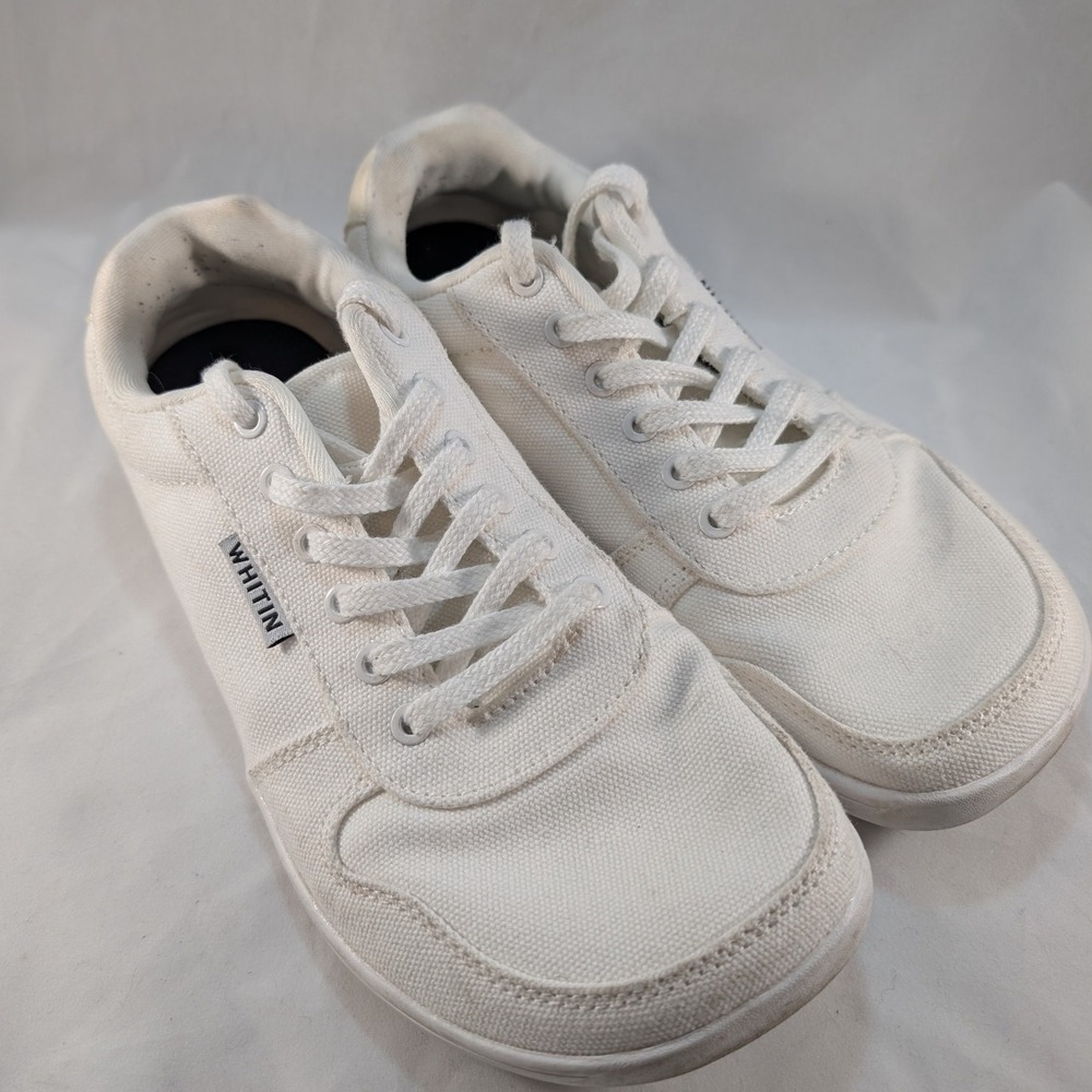 WHITIN Minimalist Canvas Sneakers White Lace Up‎ Comfort Walking Shoes 39 us 8.5